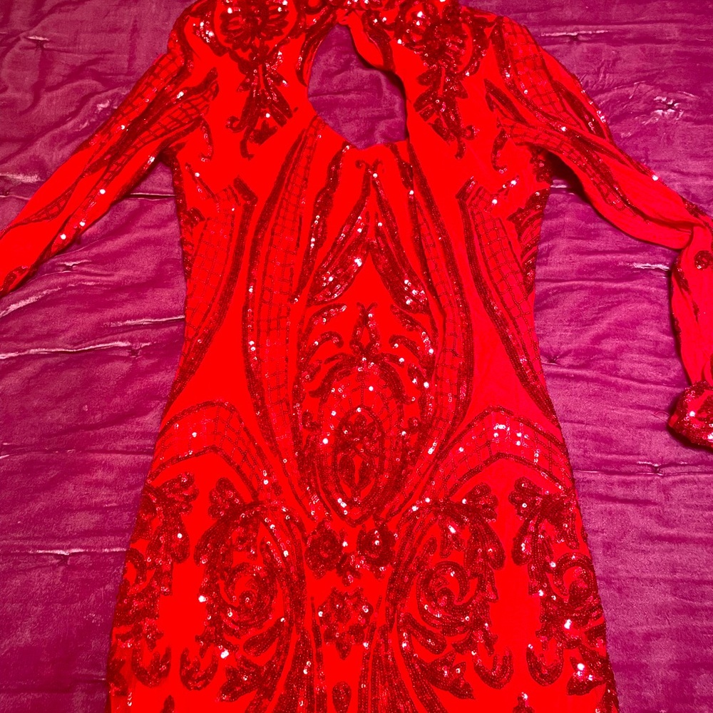 Fashion Nova Red Sequin Dress